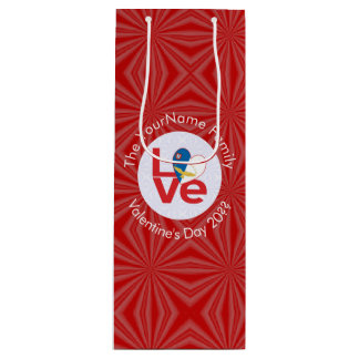 Azores Red LOVE Flag Personalised  Wine Gift Bag