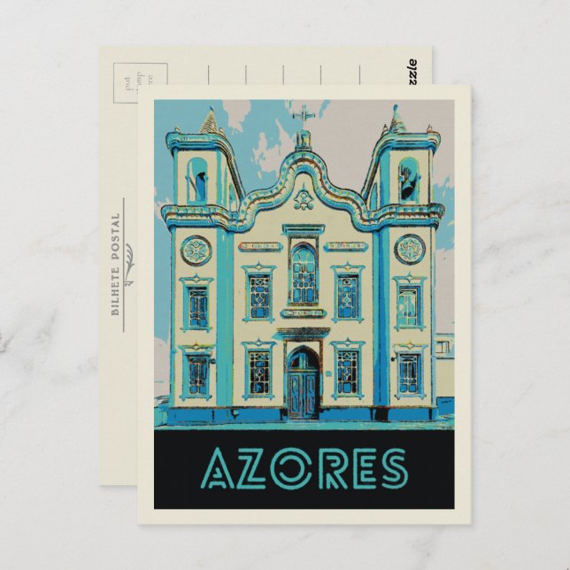 Azores Terceira island illustration Portugal Postcard (Front/Back)