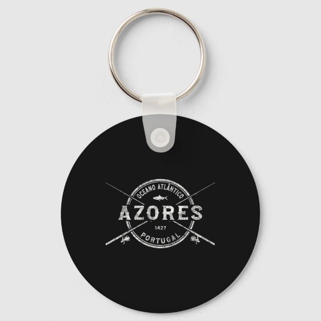 Azores Vintage Crossed Fishing Rods  Key Ring (Front)