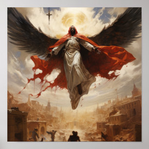 Azrael Floating Above Humanity - Poster