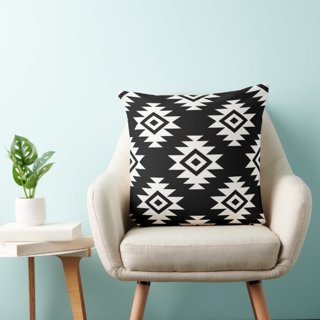 Aztec 2Way BW Symbol Big Pattern Cushion (Chair)