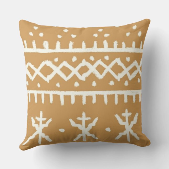 Aztec African Ancient Folk Pattern Throw Pillow (Back)