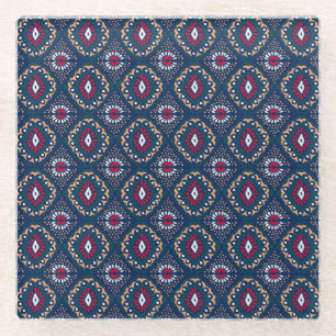 Aztec Allure: Tribal Striped Elegance Glass Coaster