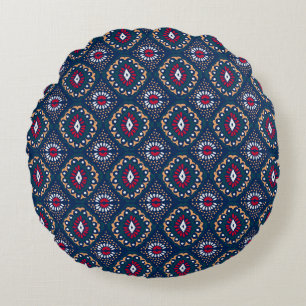 Aztec Allure: Tribal Striped Elegance Round Cushion