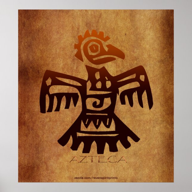 AZTEC ~ Amaranth Mexican Bird Spirit Art Poster (Front)