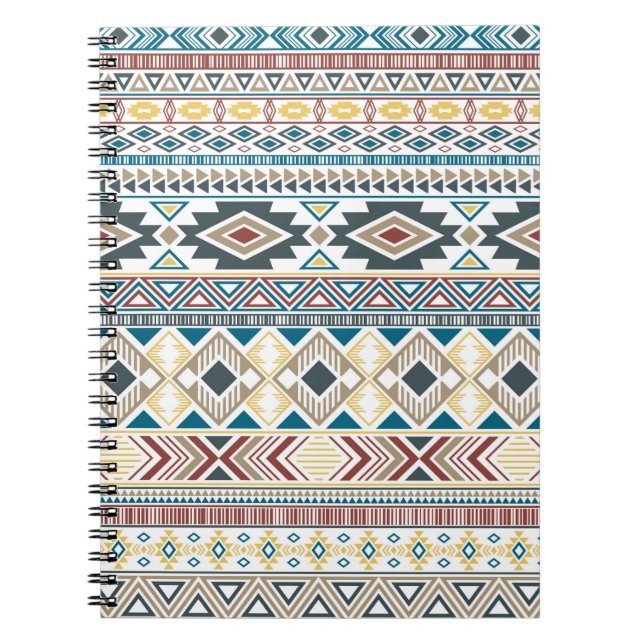 Aztec american indian pattern tribal ethnic motifs notebook (Front)