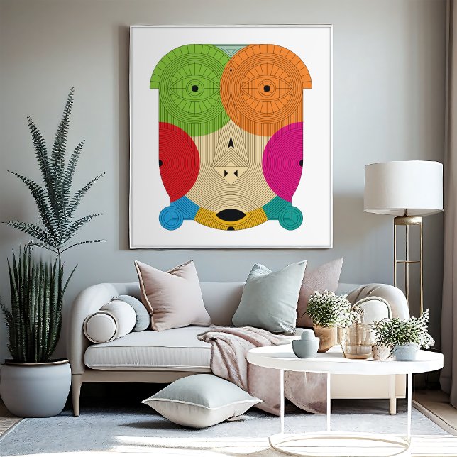 Aztec Ancient Lines Canvas Print (art print placed on a modern traditional living room)