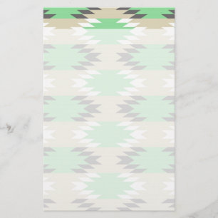 Aztec Andes Tribal Green Grey Native American Stationery