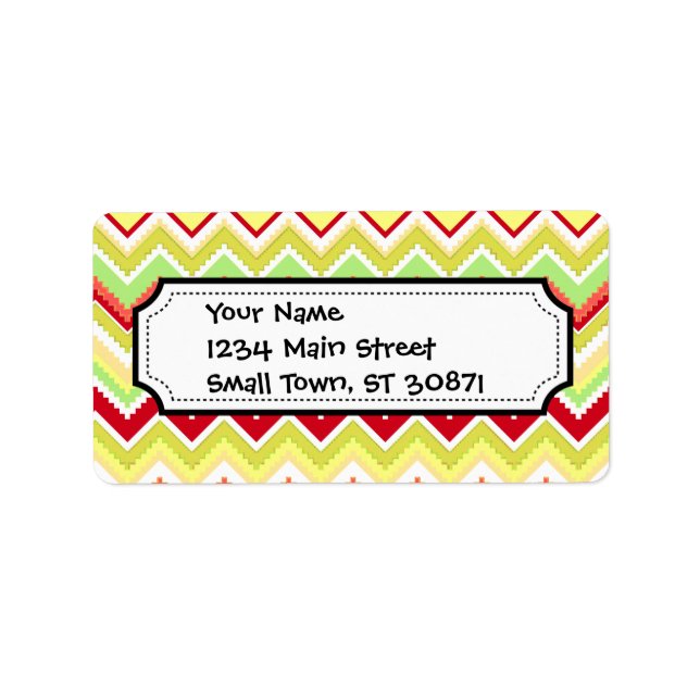 Aztec Andes Tribal Mountains Chevron Zig Zags Label (Front)