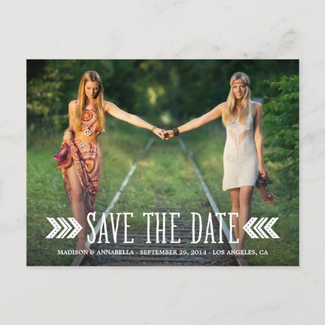 Aztec Arrows | Save the Date Postcard (Front)