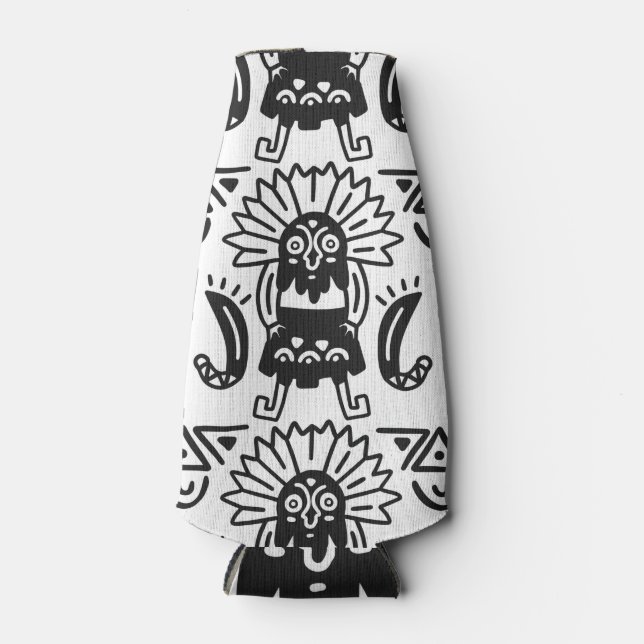 Aztec Art - Lizard Pattern Bottle Cooler (Front)