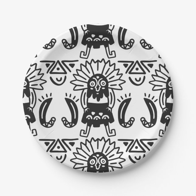 Aztec Art - Lizard Pattern Paper Plate (Front)