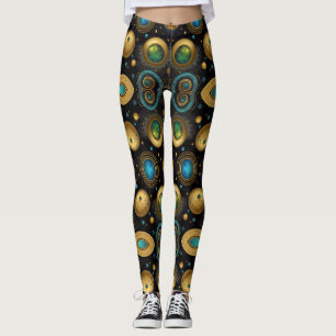 Aztec art, vibrant, reflecting the culture leggings