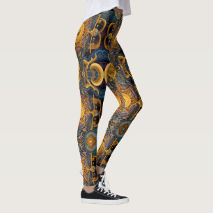 Aztec art, vibrant, reflecting the culture leggings