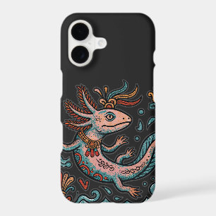 Aztec Axolotl Xolotl eroded stone tribal boho art