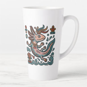 Aztec Axolotl Xolotl eroded stone tribal boho art Latte Mug