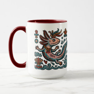 Aztec Axolotl Xolotl eroded stone tribal boho art Mug