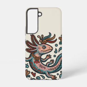 Aztec Axolotl Xolotl eroded stone tribal boho art Samsung Galaxy Case