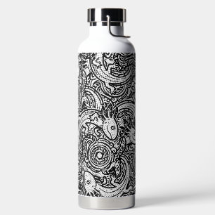 Aztec Axolotl Xolotl Tribal Pattern Black & White Water Bottle