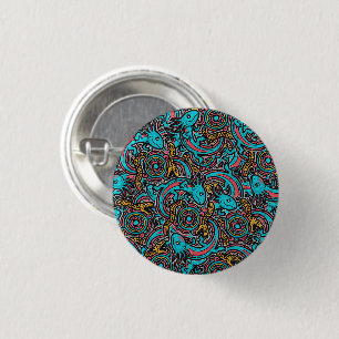 Aztec Axolotl Xolotl Tribal Pattern mythology boho 3 Cm Round Badge