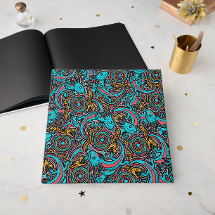 Aztec Axolotl Xolotl Tribal Pattern mythology boho Guest Book