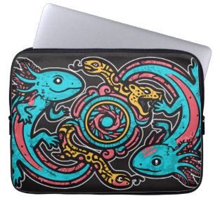 Aztec Axolotl Xolotl Tribal Pattern mythology boho Laptop Sleeve