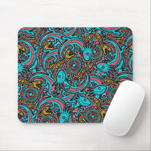 Aztec Axolotl Xolotl Tribal Pattern mythology boho Mouse Pad