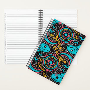 Aztec Axolotl Xolotl Tribal Pattern mythology boho Notebook