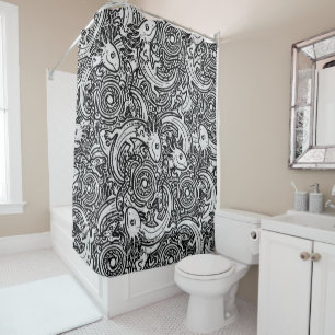 Aztec Axolotl Xolotl Tribal Pattern mythology boho Shower Curtain