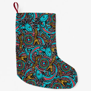 Aztec Axolotl Xolotl Tribal Pattern mythology boho Small Christmas Stocking