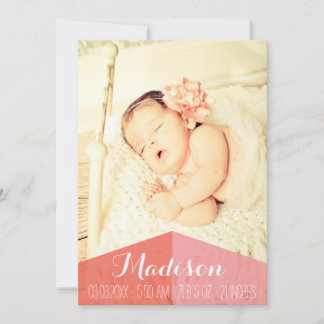 Aztec Baby Girl Birth Announcement Photo Card