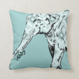 Aztec Batik Teal Green Elephant / Personalised Cushion