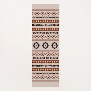 Aztec Black Browns Taupe Mixed Motifs Pattern Yoga Mat