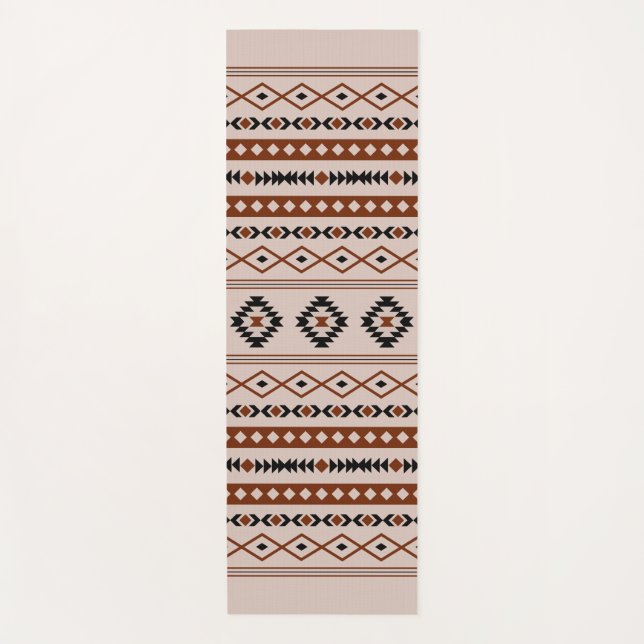 Aztec Black Browns Taupe Mixed Motifs Pattern Yoga Mat (Front)