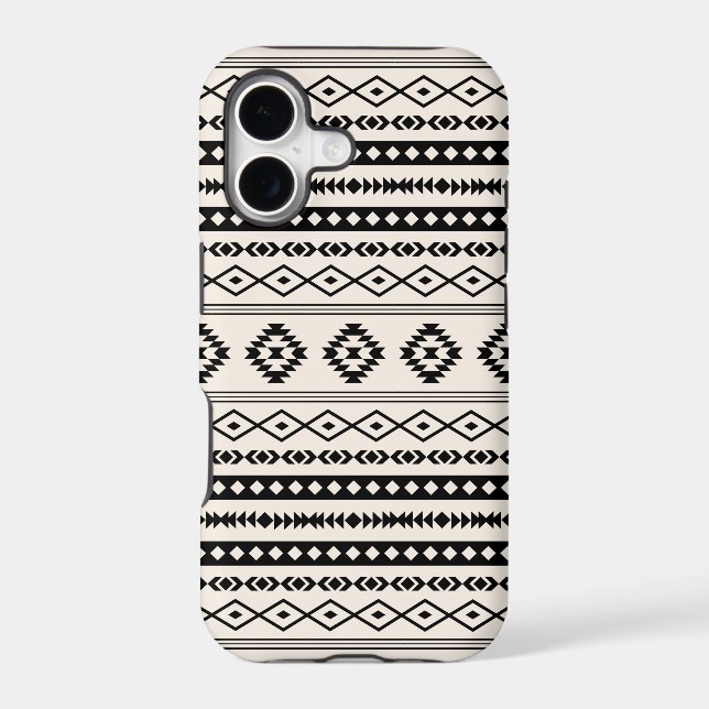 Aztec Black on Cream Mixed Motifs Pattern (Back)