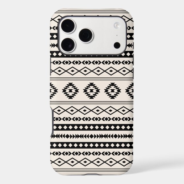 Aztec Black on Cream Mixed Motifs Pattern (Back)