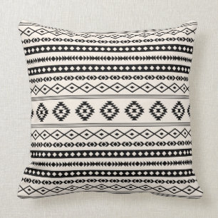 Aztec Black on Cream Mixed Motifs Pattern Cushion
