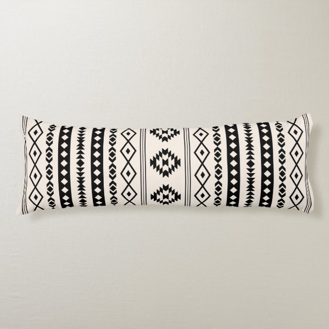 Aztec Black on Cream Mixed Motifs (V) Pattern Body Cushion (Front)