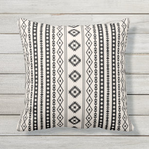 Aztec Black on Cream Mixed Motifs (V) Pattern Cushion