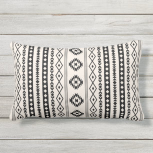 Aztec Black on Cream Mixed Motifs (V) Pattern Lumbar Cushion