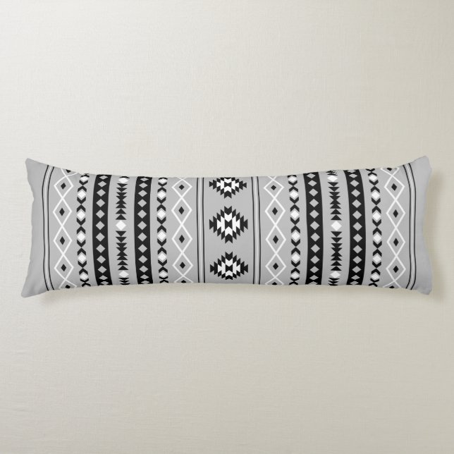 Aztec Black White Grey Mixed Motifs V Pattern Body Cushion (Front)