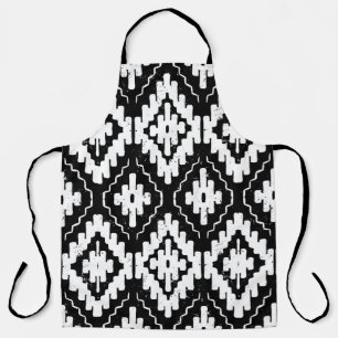 Aztec Black-White: Vintage Ethnic Print. Apron
