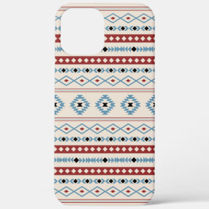 Aztec Blue Red Black Cream Mixed Motifs Pattern iPhone 12 Pro Max Case
