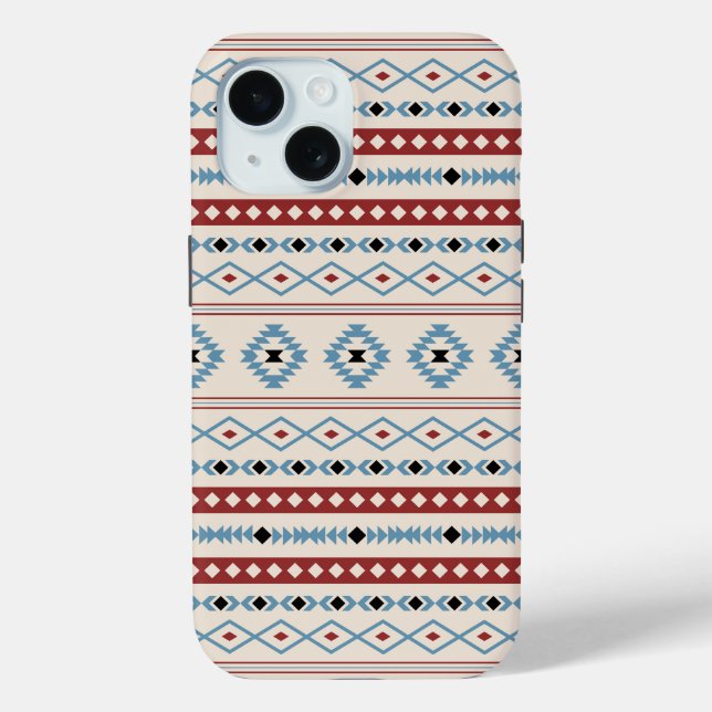 Aztec Blue Red Black Cream Mixed Motifs Pattern Case-Mate iPhone Case (Back)