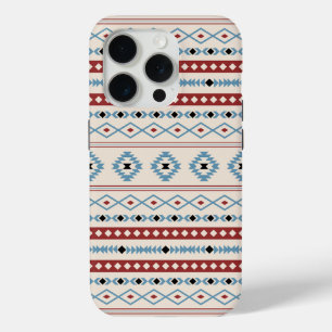 Aztec Blue Red Black Cream Mixed Motifs Pattern iPhone 15 Pro Case