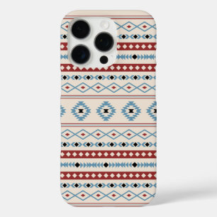Aztec Blue Red Black Cream Mixed Motifs Pattern iPhone 16 Pro Case