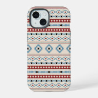 Aztec Blue Red Black Cream Mixed Motifs Pattern