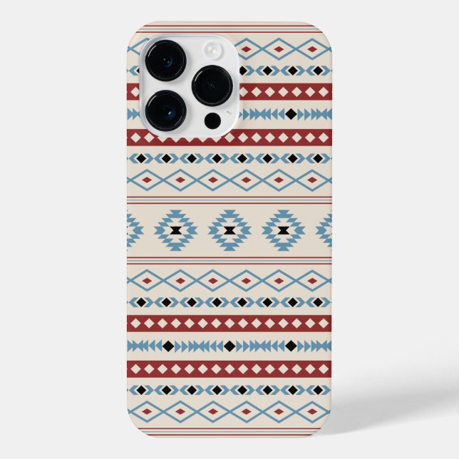Aztec Blue Red Black Cream Mixed Motifs Pattern iPhone Case (Back)