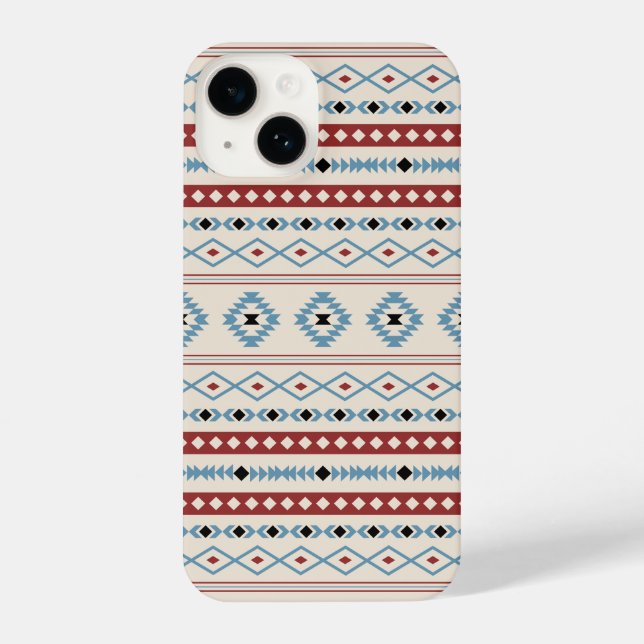 Aztec Blue Red Black Cream Mixed Motifs Pattern iPhone Case (Back)