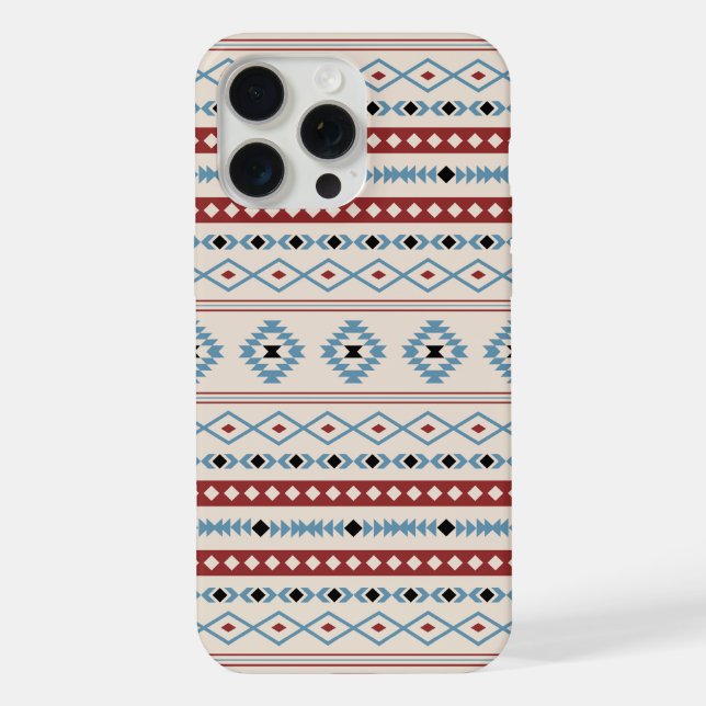 Aztec Blue Red Black Cream Mixed Motifs Pattern iPhone Case (Back)